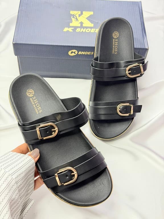 صندل دو بند زنانه مشکی black women’s double strap sandals
