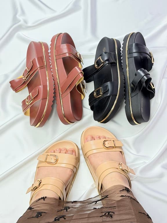 صندل دو بند زنانه مشکی black women’s double strap sandals — تصویر ۵