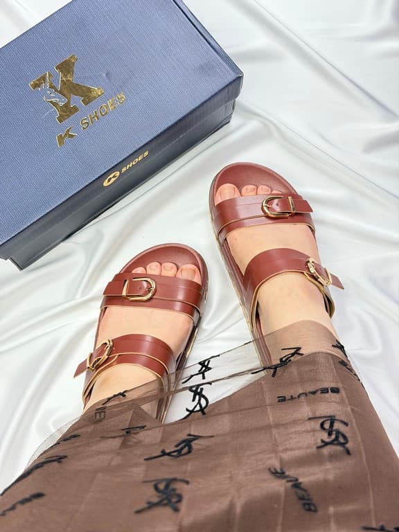 صندل دو بند زنانه زرشکی maroon women’s double strap sandals — تصویر ۴
