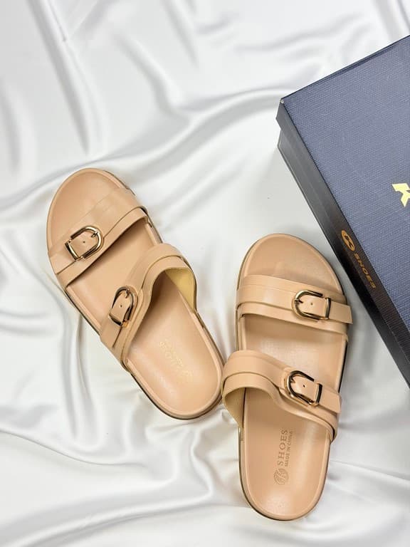 صندل دو بند زنانه کرمی cream women’s double strap sandals — تصویر ۳