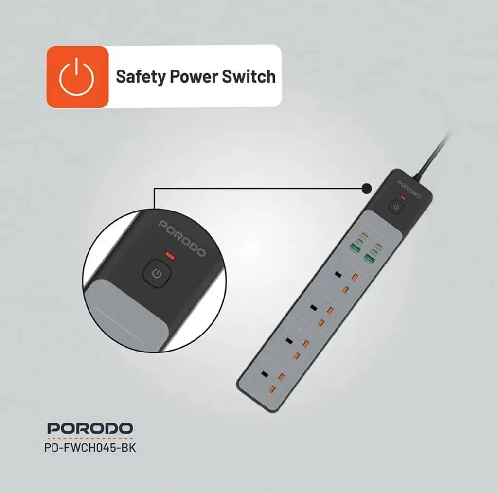 محافظ شوک الکتریکی و چند راهی برق پرودو مدل PD-FWCHO45-BK-65W — تصویر ۶