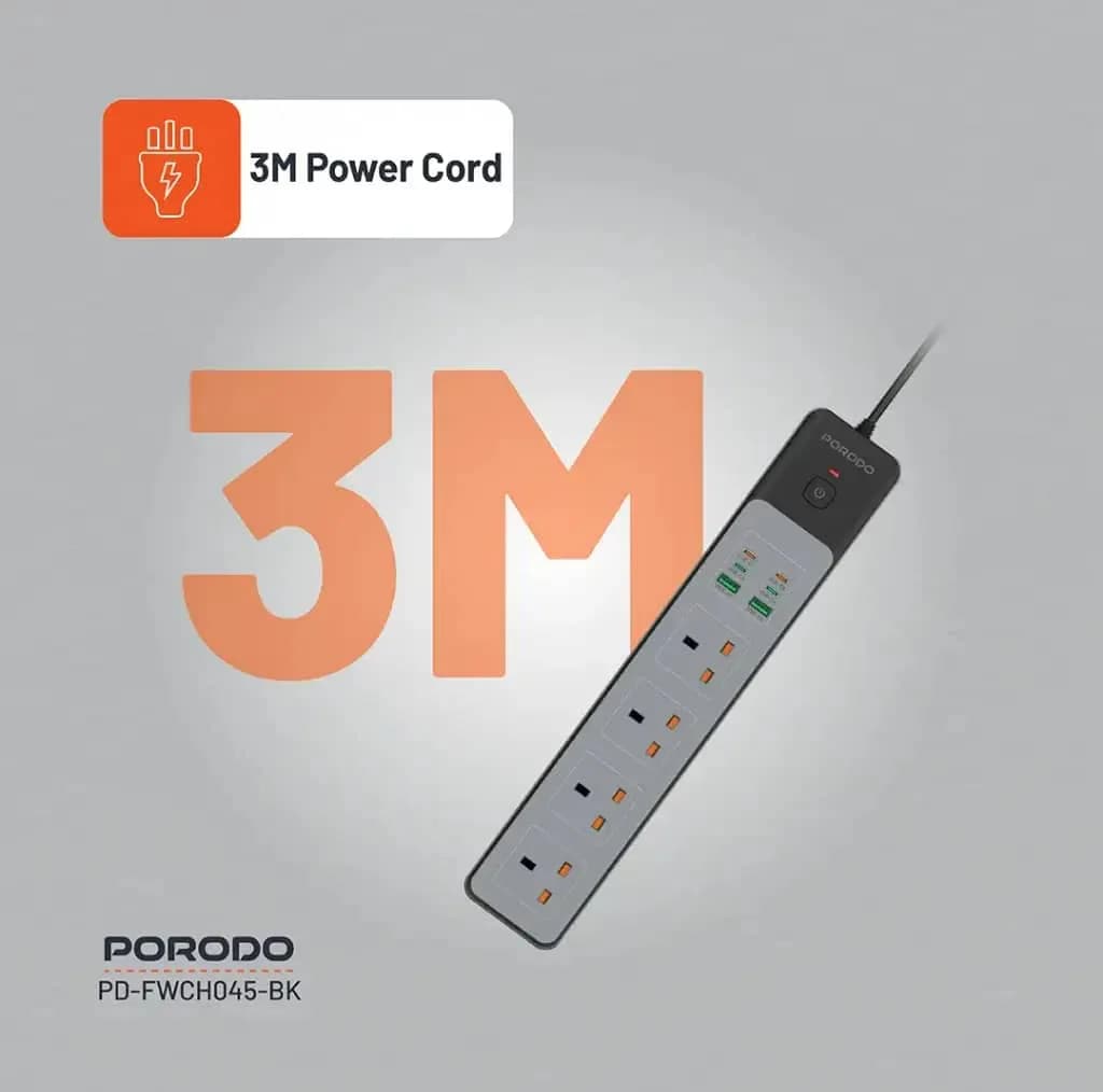 محافظ شوک الکتریکی و چند راهی برق پرودو مدل PD-FWCHO45-BK-65W — تصویر ۷