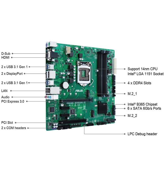 Motherboard B360M-C Asus — تصویر ۲