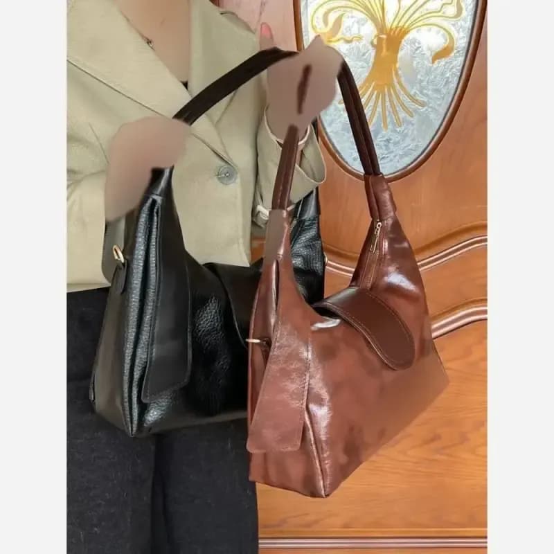 کیف زنانه دو جیب جنس شرانگ ریز وارداتی رنگ مشکی شکلاتی موکا سرمه ای — تصویر ۲