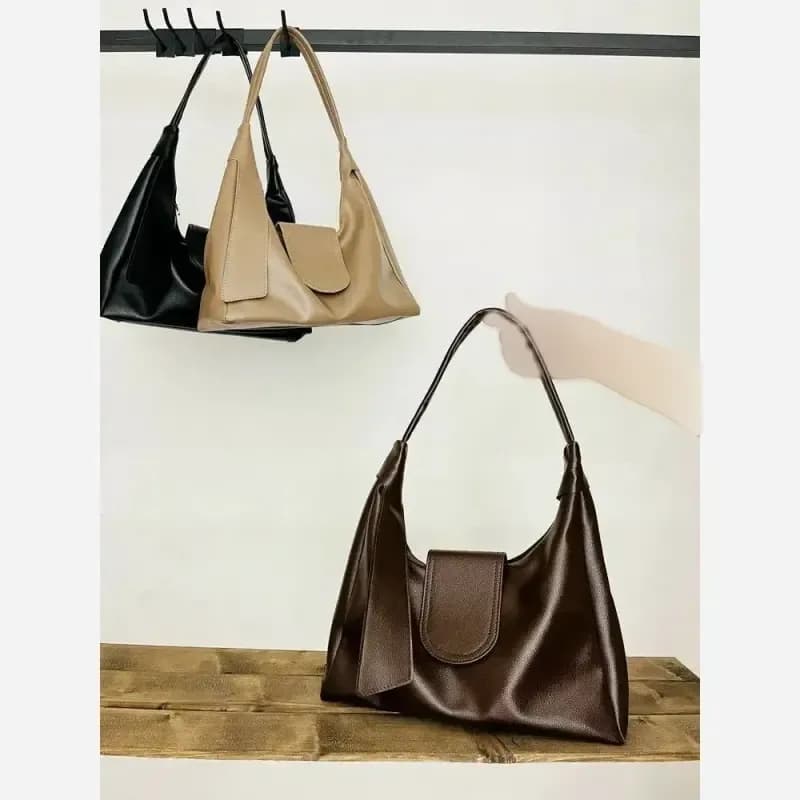 کیف زنانه دو جیب جنس شرانگ ریز وارداتی رنگ مشکی شکلاتی موکا سرمه ای — تصویر ۴