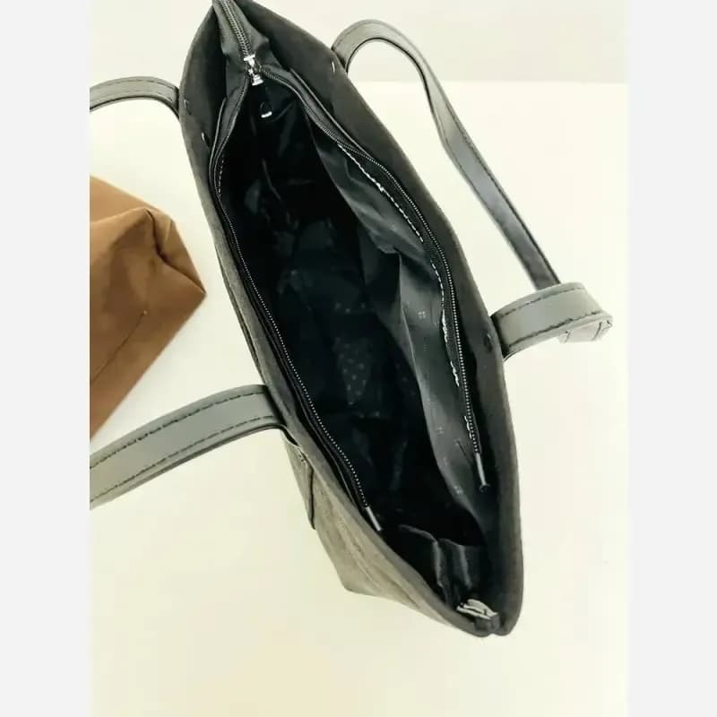 کیف زنانه جیر ناتورا پاییزه رنگ مشکی شکلاتی کرم سایز 25 تا 35 — تصویر ۳