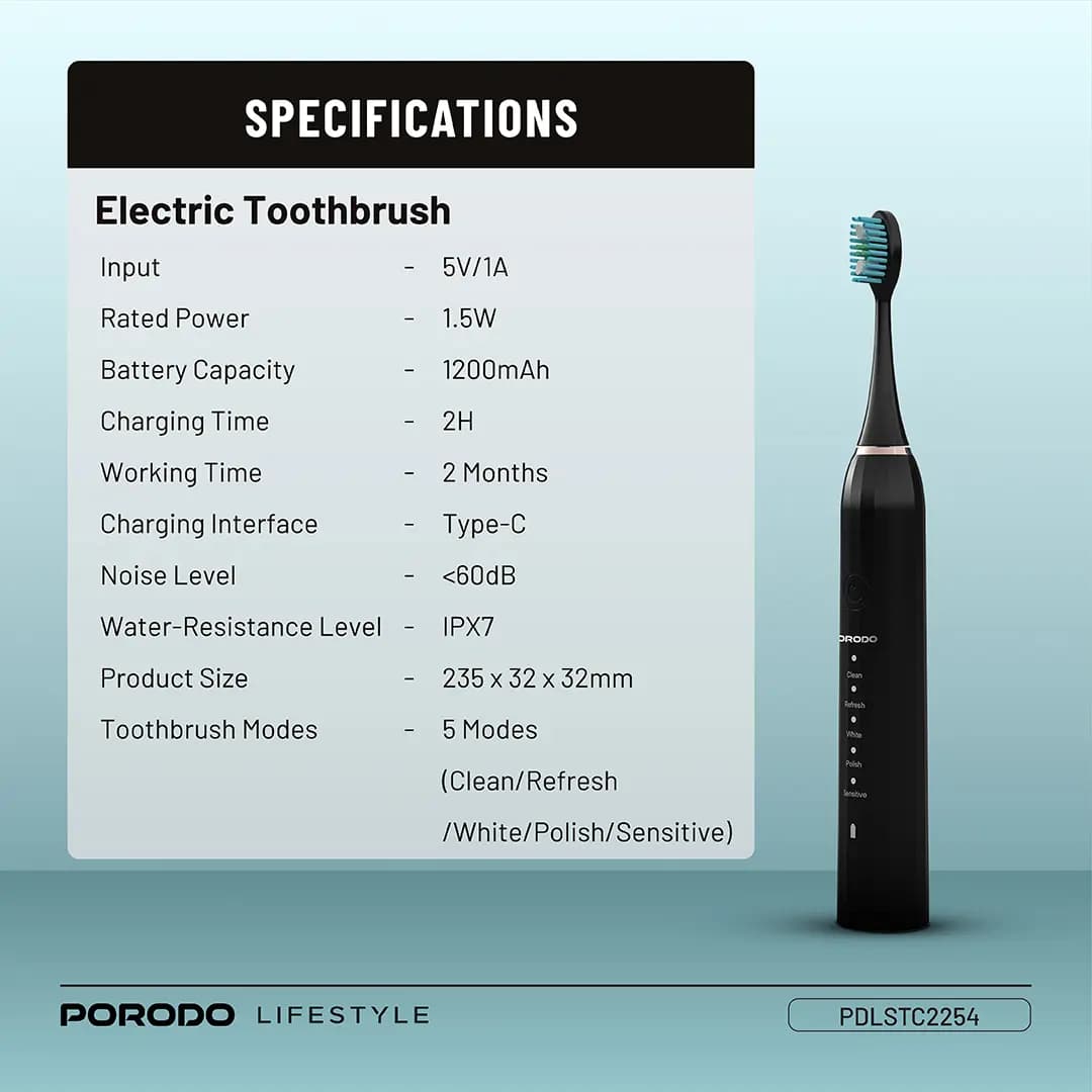 ست مراقبت دندان مسواک برقی و واترجت پرودو مدل Porodo Lifestyle Ultimate Oral Care Duo Electric Toothbrush PDLSTC2254 — تصویر ۶