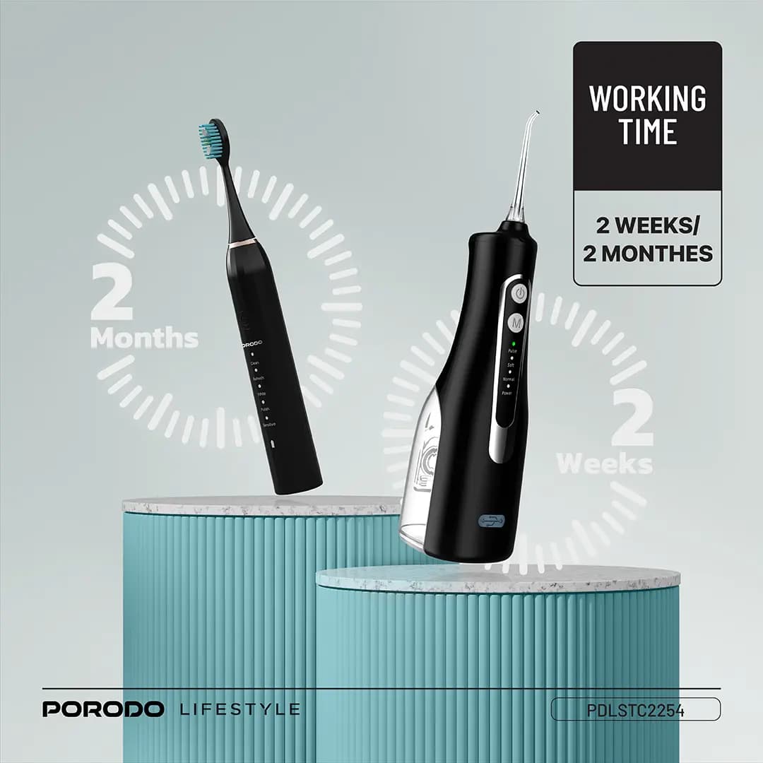 ست مراقبت دندان مسواک برقی و واترجت پرودو مدل Porodo Lifestyle Ultimate Oral Care Duo Electric Toothbrush PDLSTC2254 — تصویر ۴