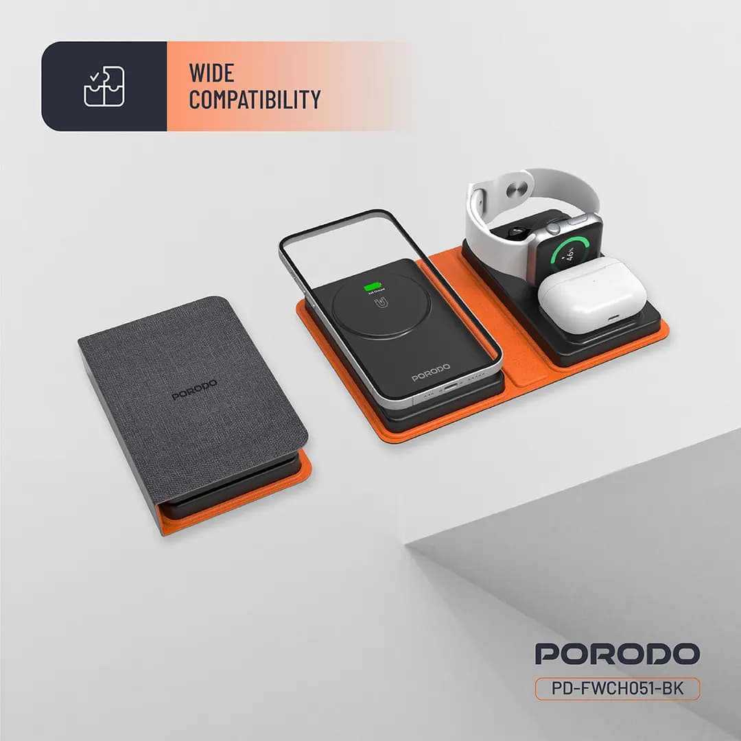 استند شارژ وایرلس 8000 هزار پرودو مدل Porodo 8000mAh Folding 4-Device Charger PD-FWCH051-BK — تصویر ۴