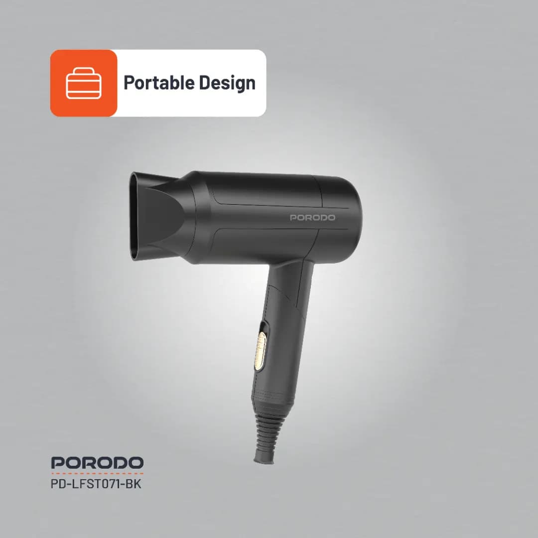 سشوار 1200 وات پرودو مدل Porodo Lifestyle 1200W Foldable Hair Dryer 1.8M Cable LFST071 — تصویر ۵