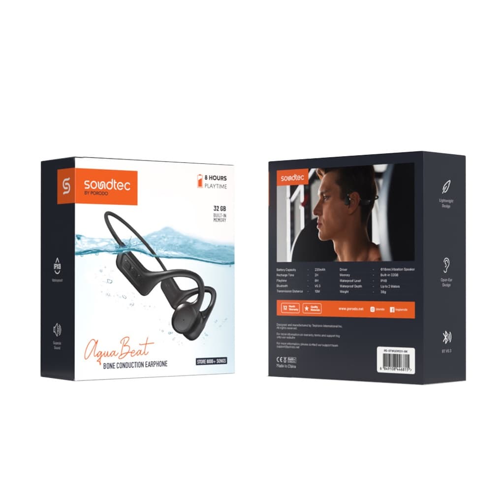 هدفون گردنی پرودو مدل Porodo Soundtec Aqua Beat Bone Conduction Earphone PD-STWLEP031-BK — تصویر ۴