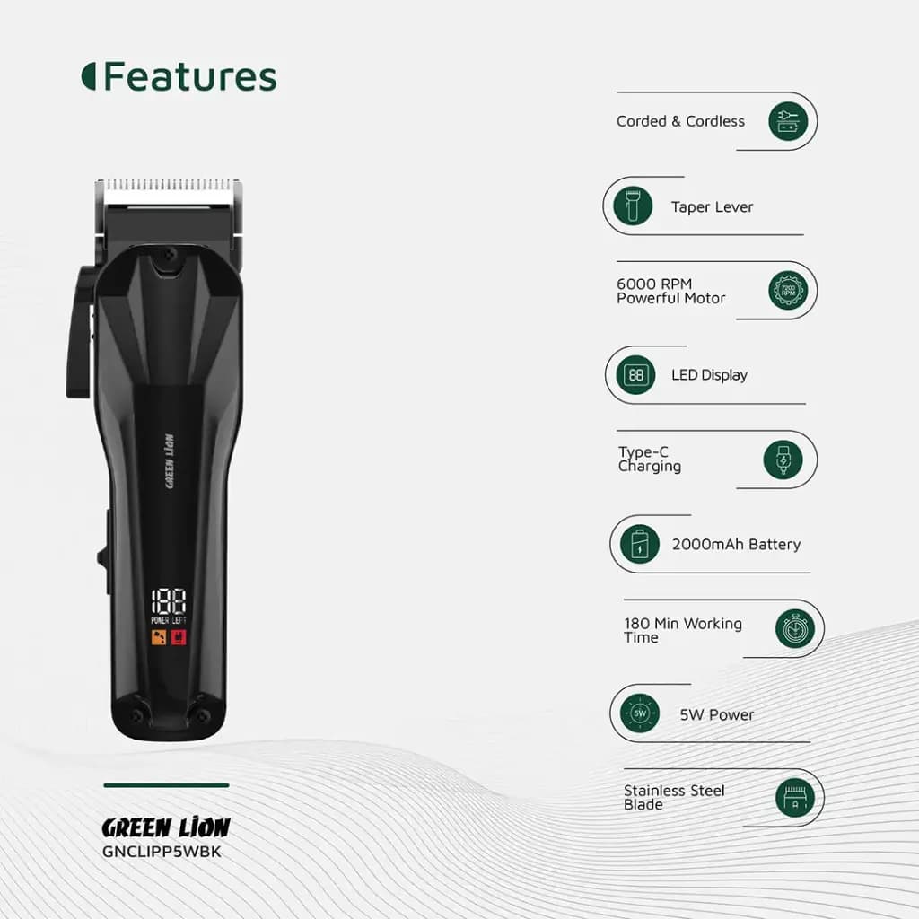 ریش تراش و ماشین اصلاح بدن گرین لاین Green Lion Clip Pro Professional Hair Clipper — تصویر ۷