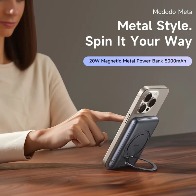 پاور بانک 5000 هزار 20 وات وایرلس مک دودو مدل MCDODO MC-836 5000mAh Metal Ultra Thin Magnetic Power Bank 20W — تصویر ۲