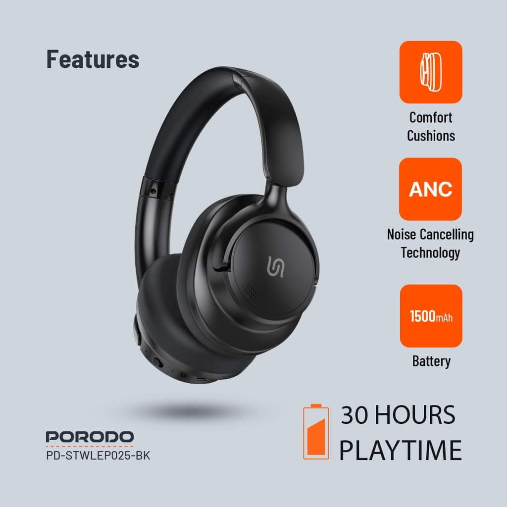 هدفون بلوتوثی ساندتک پرودو مدل Porodo Soundtec Zen Active Noise — تصویر ۵