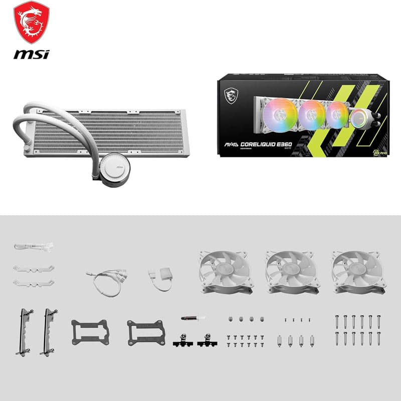 خنک کننده مایع پردازنده ام اس ای مدل MAG CORELIQUID E360 MSI CPU Liquid Cooler CoreLiquid WHITE — تصویر ۷