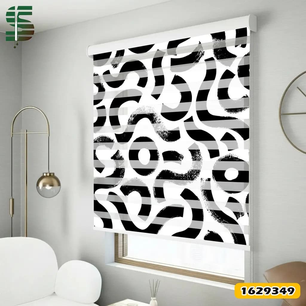 پرده زبرا طرح دار کد 1629349 مدل ضرب قلم