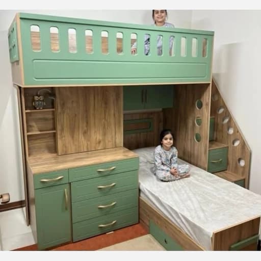 تخت خواب دو طبقه ای دخترانه وپسرانه رنگ بندی F70031 مبلمان فرنا مدل 1142669