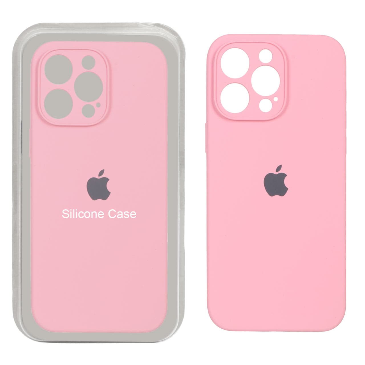 قاب سیلیکونی پاک کنی محافظ لنزدار اورجینال Apple iPhone 14 Pro Max – صورتی (پک دار)
