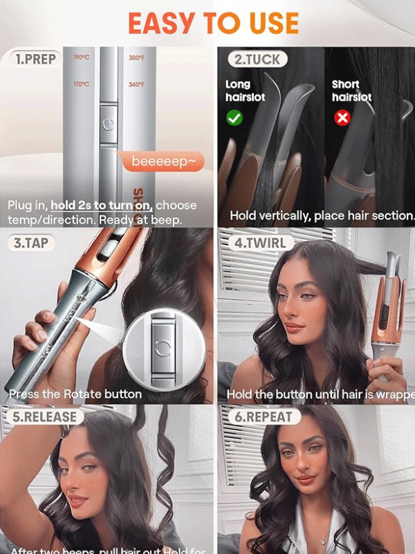 فر کننده مو اتوماتیک شیگلم اصل SHEGLAM دو سایز 32 و 25 میل با چرخش دوطرفه — تصویر ۳