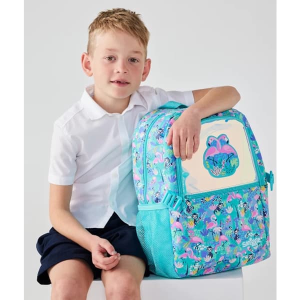 کوله پشتی Smiggle طرح فلامینگو سبز آبی — تصویر ۵