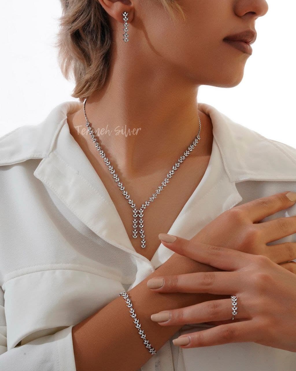 سرویس نقره جواهر طرح کراواتی مارکیز ST 1028