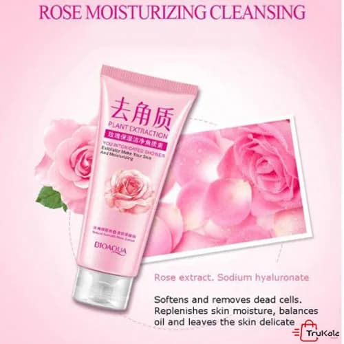 اسکراب لایه بردار و روشن کننده ژلی پوست عصاره گل رز برند بیوآکوا — تصویر ۳
