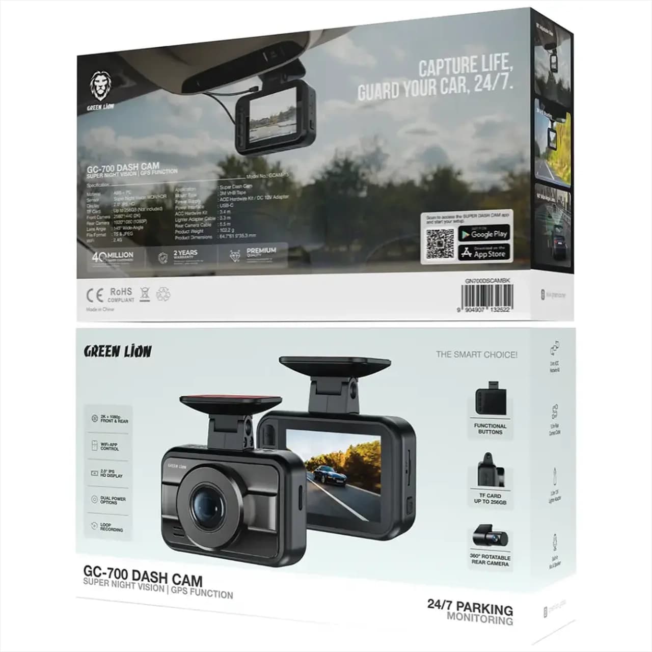 دوربین ثبت وقایع خودرو Green Lion مدل GC-700 Dash Cam GN700DSCAMBK – مشکی (گارانتی 12 ماهه بامداد) — تصویر ۸