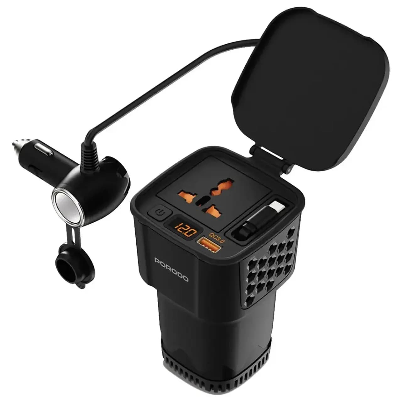 اینورتر خودرو Porodo مدل Drive Station PDCI103BK 200W – مشکی (گارانتی 12 ماهه بامداد)