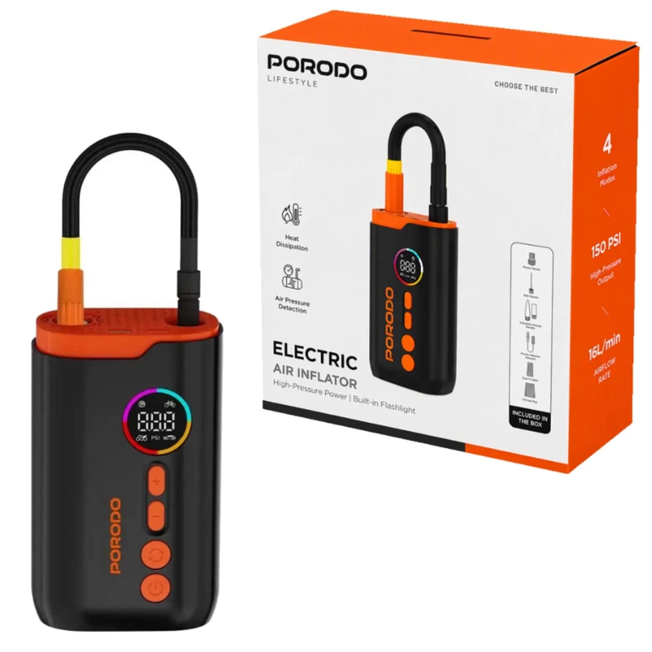 پمپ باد Porodo مدل PDLFST181BK – مشکی (گارانتی 12 ماهه بامداد)