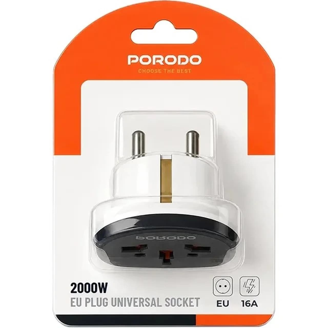تبدیل برق 3 به 2 Porodo مدل PDKT178BU 2000W – خاکستری سفید (گارانتی 6 ماهه شرکتی)