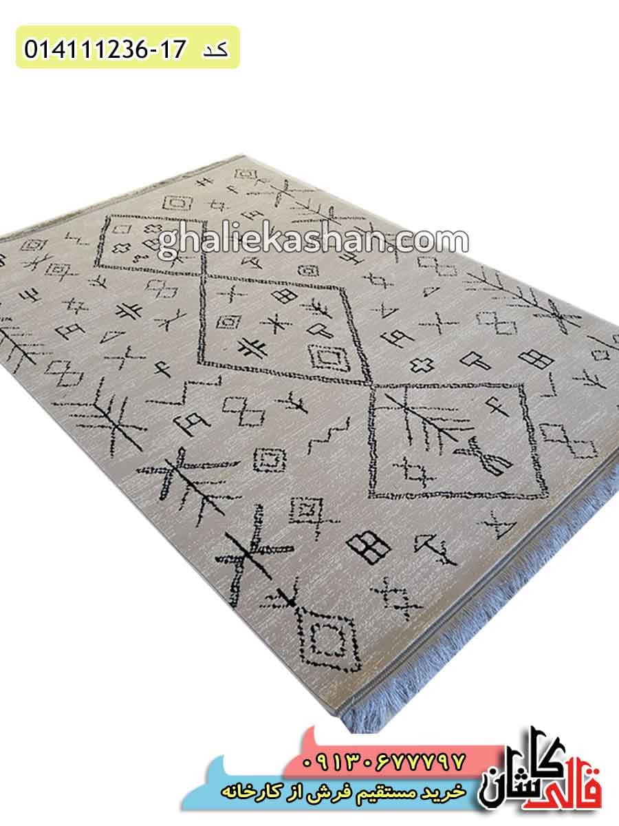 فرش 1200 شانه طرح مراکشی زمینه نقره ای کاشان – گل برجسته