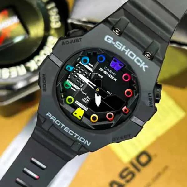 ساعت مچی عقربه‌ای مردانه دو زمانه جی شاک مشکی قرمز مدل GA-5690M — تصویر ۱۰