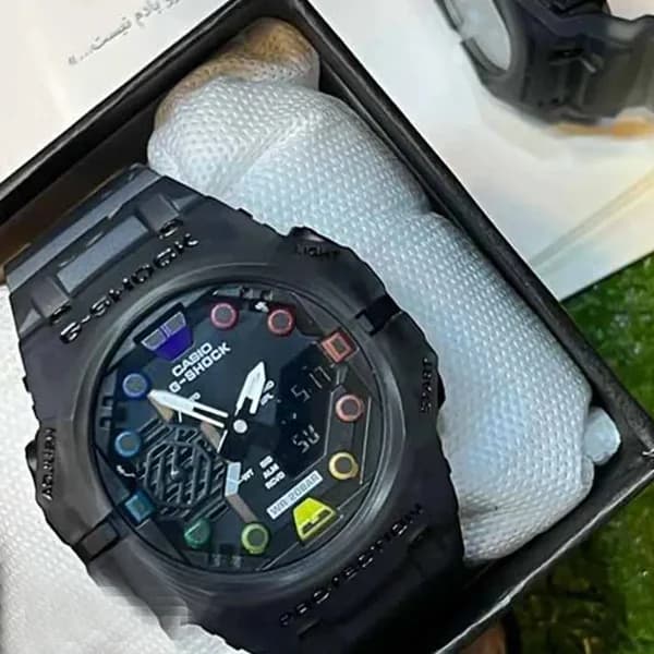 ساعت مچی عقربه‌ای مردانه دو زمانه جی شاک مشکی قرمز مدل GA-5690M — تصویر ۹