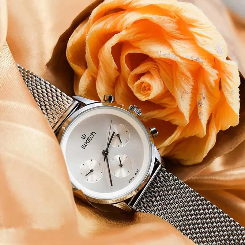 ساعت مچی عقربه ای زنانه آی واچ سفید صدفی نقره ای مدل IW190056L — تصویر ۵