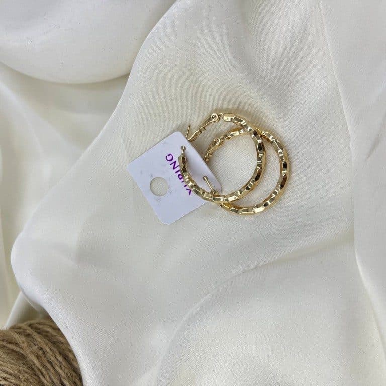 گوشواره زنانه ژوپینگ مدل حلقه ای تراش دار کد E6573 — تصویر ۳