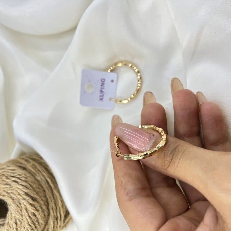 گوشواره زنانه ژوپینگ مدل حلقه ای تراش دار کد E6573 — تصویر ۲
