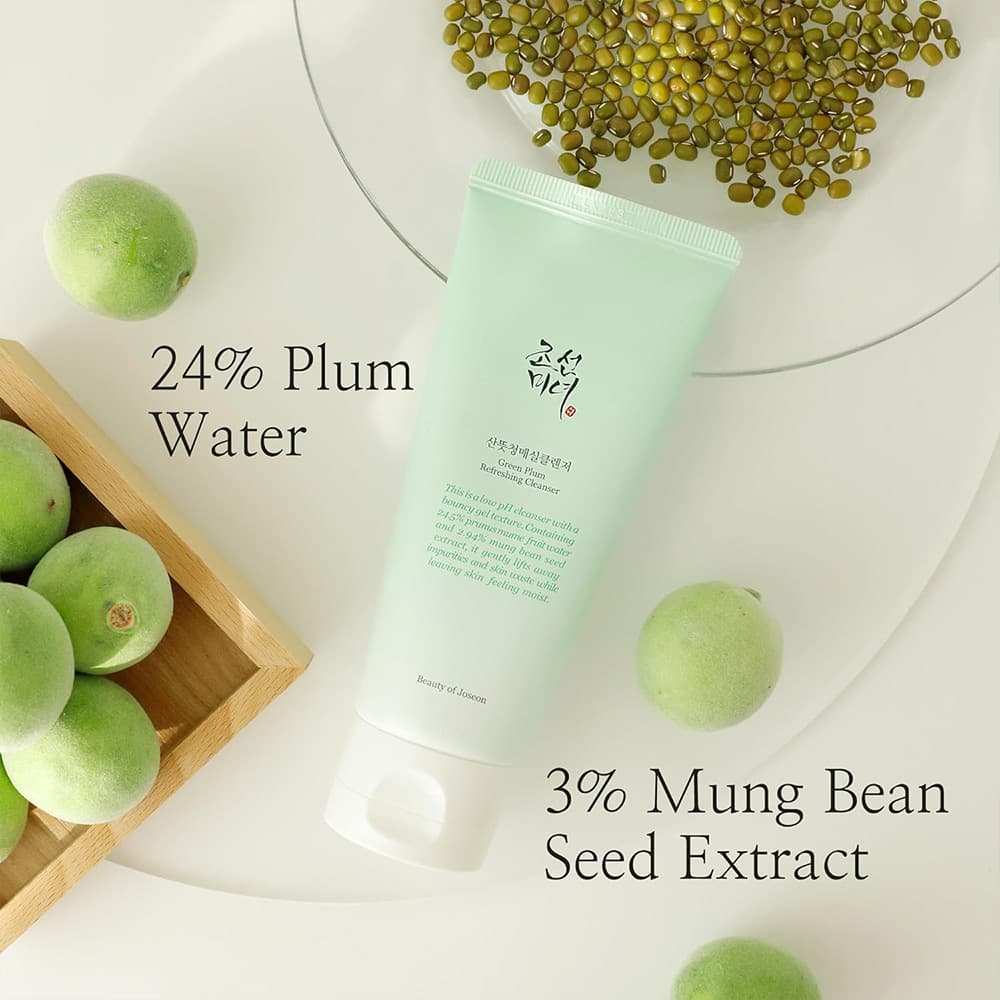 ژل شستشو آبرسان و جوانساز آلو سبز بیوتی آف جوسان BEAUTY OF JOSAN GREEN PLUM REFRESHING CLEANSER مناسب برای انواع پوست حجم 100 میلی لیتر — تصویر ۲