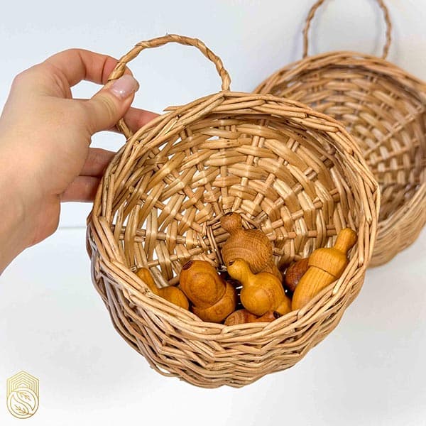 دیوارکوب حصیری دوتکه (مروار) با دسته‌ی آویز sh783 — تصویر ۶