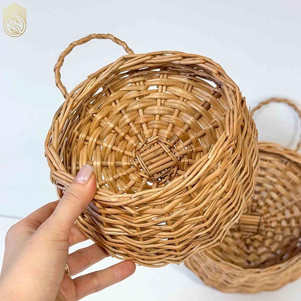 دیوارکوب حصیری دوتکه (مروار) با دسته‌ی آویز sh783 — تصویر ۲