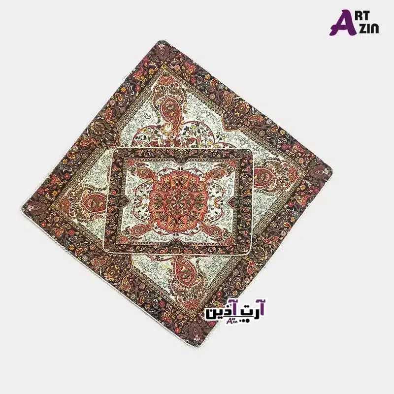 جانماز ترمه سه تکه طرح افشاری طلایی | ترمه یزد کد: 1655 — تصویر ۲