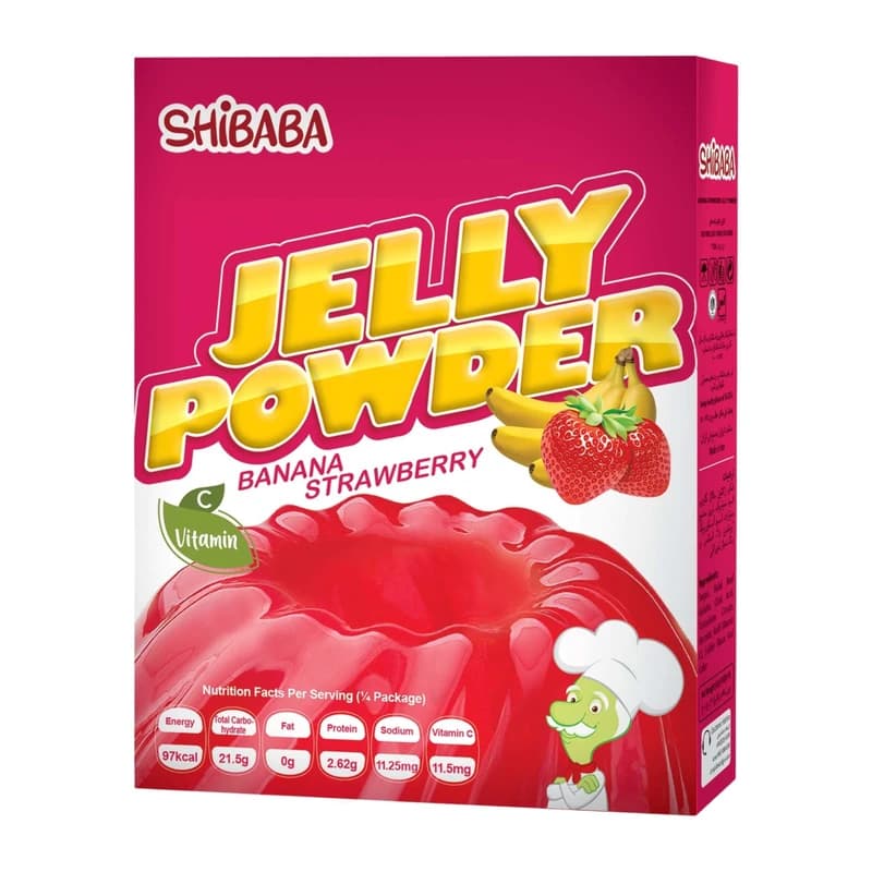 پودر ژله توت فرنگی و موز شیبابا – 100 گرم