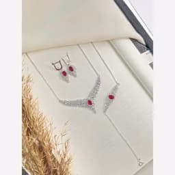 سرویس زنجیری نقره زنانه سوپر لوکس مدل تاج PRM 17 — تصویر ۴