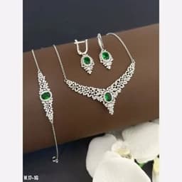 سرویس زنجیری نقره زنانه سوپر لوکس مدل تاج PRM 17 — تصویر ۲