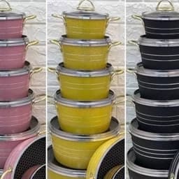 سرویس 15 پارچه گلدانی دسته طلا پرتو کالا لب چدن زنبوری — تصویر ۴