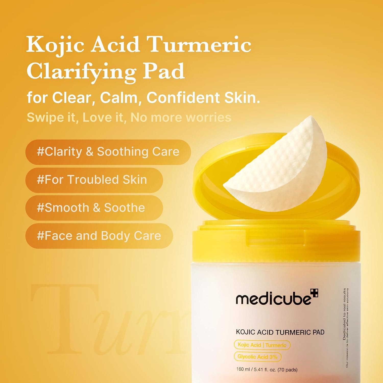 پد تونر Kojic Acid Turmeric مدیکیوب — تصویر ۲