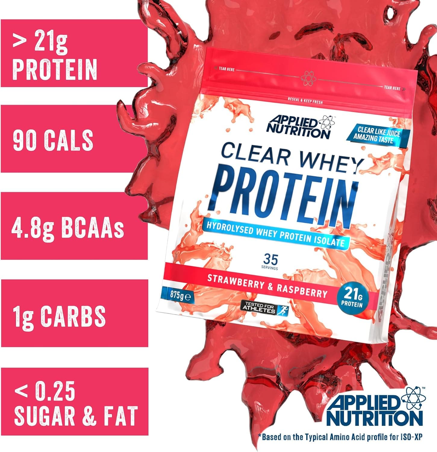 پروتئین وی Clear Whey اپلاید نوتریشن طعم توت‌فرنگی | ۸۷۵ گرم — تصویر ۲