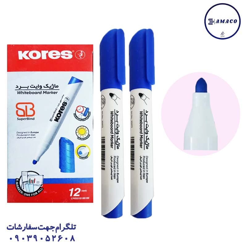 کورس – ماژیک وایت برد آبی سر گرد