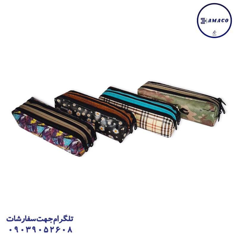 جامدادی 3 زیپ چرم تکرنگ و فانتزی (150) — تصویر ۲