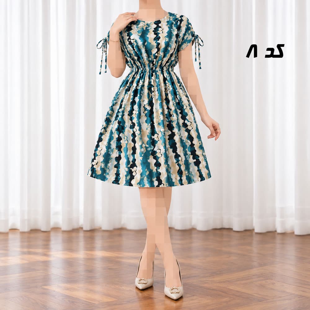 پیراهن ساحلی زنانه کوتاه نخی پرنسسی کد 2335 — تصویر ۵