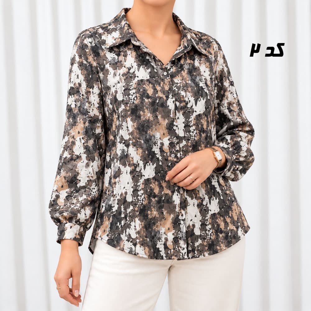 شومیز نخی جلوباز پارچه خارجی کد SH2334 — تصویر ۷